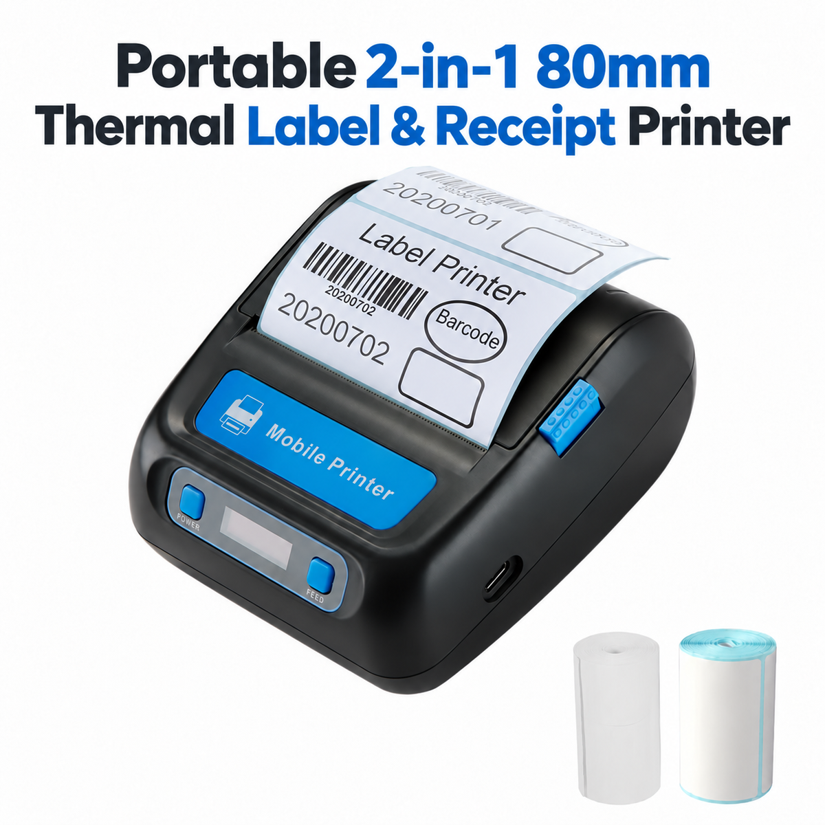 RAISA PRINTECH 3inch/80mm 2-in-1 Thermal Label & Receipt Printer