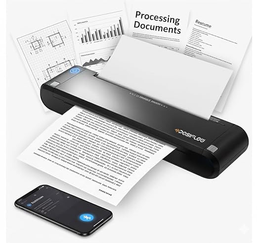 Raisa printech PSF-8200 Portable A4 Thermal Printer | Inkless Mini Wireless Printer with Bluetooth & USB | Rechargeable, Compact & Smudge-Free Printing for Documents, Billing & Travel – Black