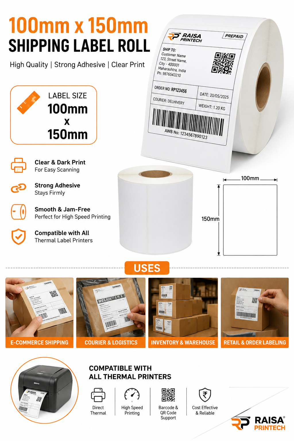 4inch Thermal Label For Shipping and Logistics