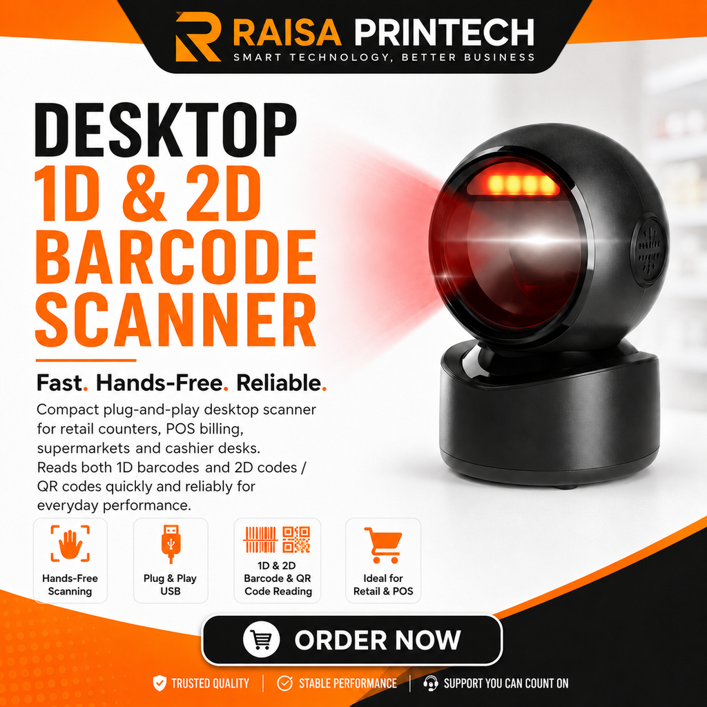 Raisa Printech 1D 2D Barcode & QR Desktop Scanner