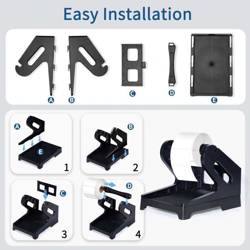 4 Inch Shipping Label Roll Stand Holder – Adjustable Desktop Label Paper Holder for Thermal Printers