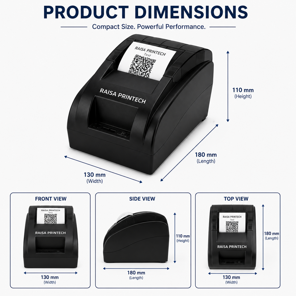 RAISA PRINTECH 58mm Desktop Thermal Printer – USB + Bluetooth