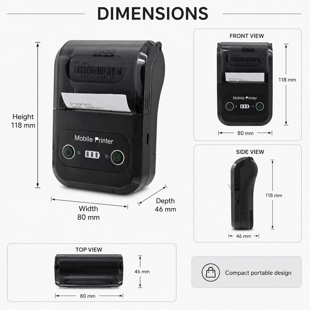 Portable 58mm Thermal Receipt Printer
