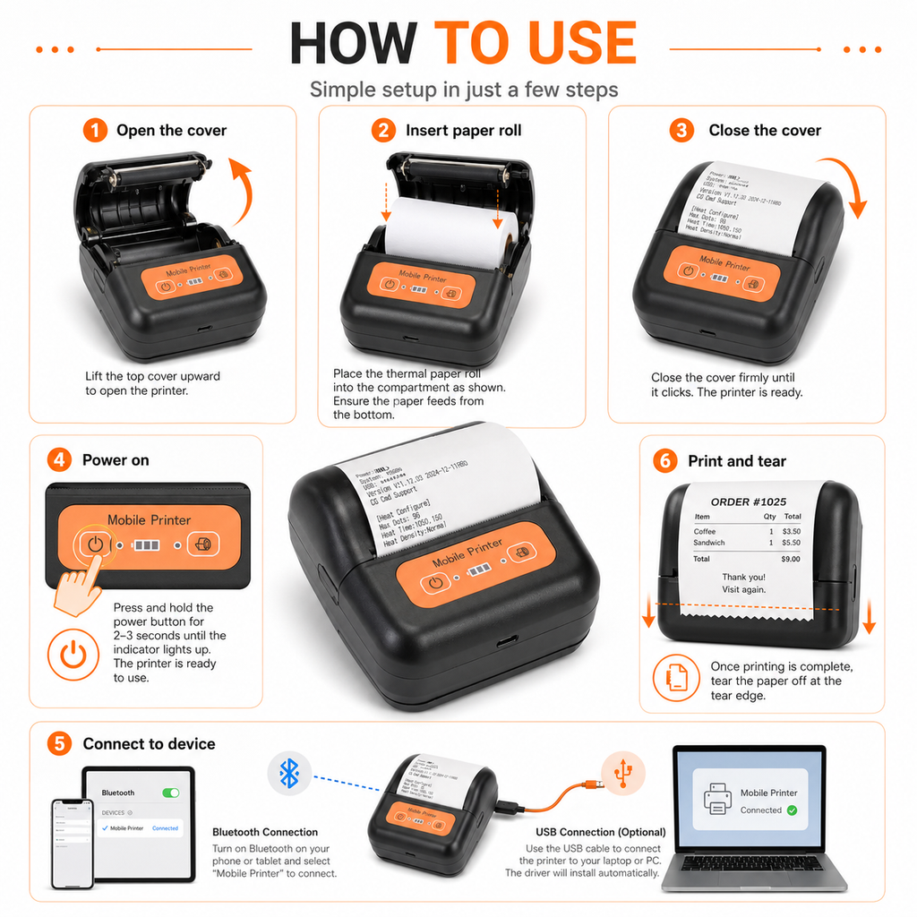 80mm Bluetooth Thermal Printer – Fast Wireless Billing for Shops & Restaurants