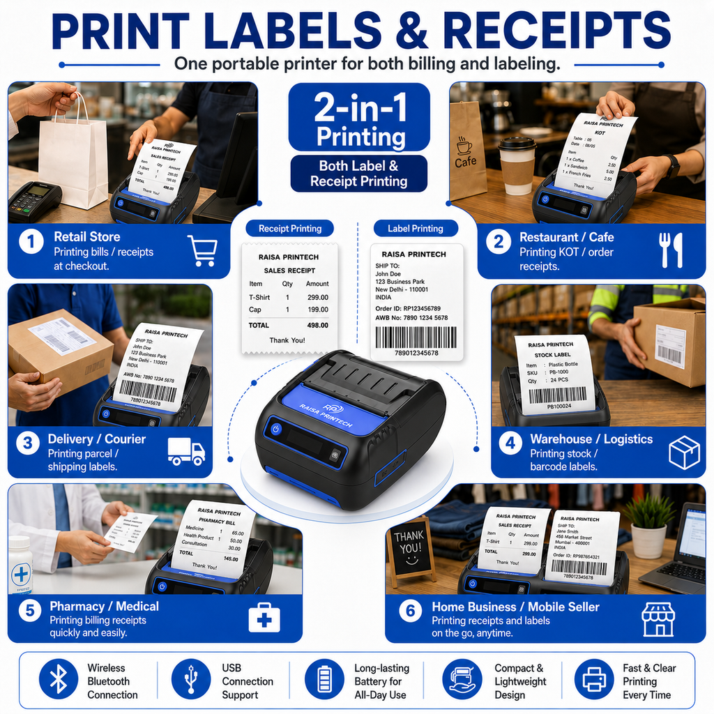 Raisa Printech RPD58L 58mm Label + Receipt Thermal Printer